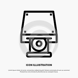 Dvd, CDROM, Data Storage, Disk, Rom Line Icon Vector photo