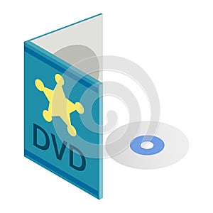 DVD disk with box isometric 3d icon