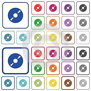 DVD disk outlined flat color icons