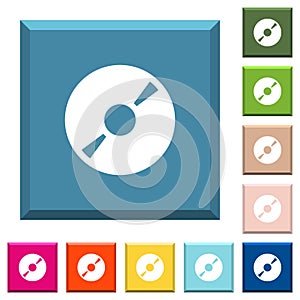 DVD disk white icons on edged square buttons