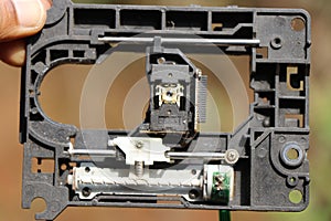 DVD Drive inside part showing laser module and stepper motor