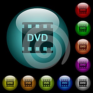 DVD movie format icons in color illuminated glass buttons photo