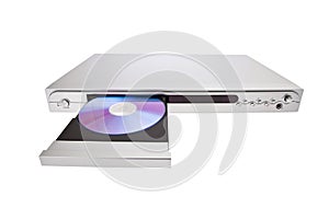 DVD player ejecting disc with isolated photo