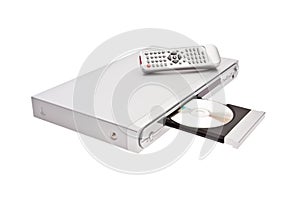 DVD player ejecting disc with remote control isola