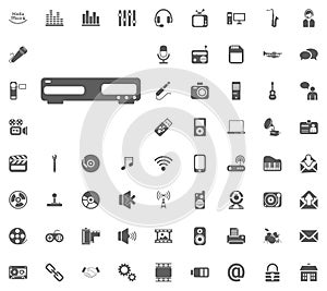 DVD player. Media, Music and Communication vector illustration icon set. Set of universal icons. Set of 64 icons