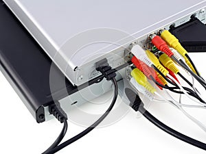 DVD players with connected video cables