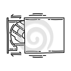 DVD Rom Drive Icon. Doodle Hand Drawn or Outline Icon Style