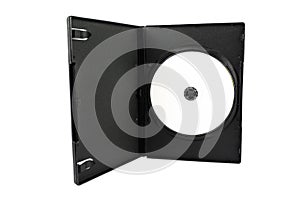 White DVD Disc in Black Case Isolated on White