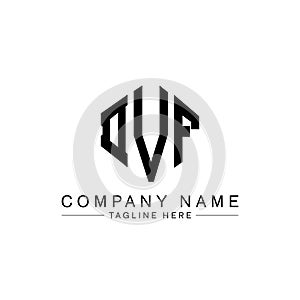 DVF letter logo design with polygon shape. DVF polygon and cube shape logo design. DVF hexagon vector logo template white and