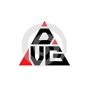 DVG triangle letter logo design with triangle shape. DVG triangle logo design monogram. DVG triangle vector logo template with red