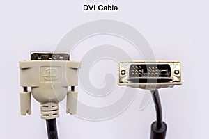 DVI Cable connector. white DVI monitor connector isolated on white background