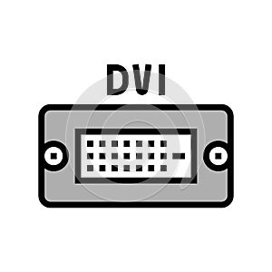 dvi computer port color icon vector illustration