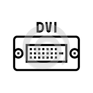 dvi computer port line icon vector illustration