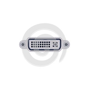 DVI-I pc universal connector icon. Vector graphic illustration of Port in flat style. photo