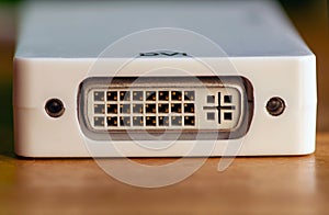 DVI port outlet, video card connector on white panel