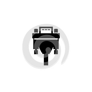 DVI or VGA Cable, Video Plug Connector. Flat Vector Icon illustration. Simple black symbol on white background. DVI or VGA Cable,