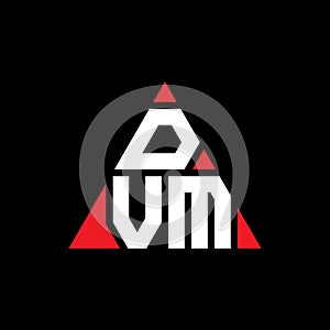 DVM triangle letter logo design with triangle shape. DVM triangle logo design monogram. DVM triangle vector logo template with red