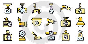 DVR camera icons vector flat