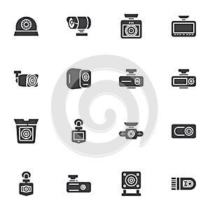 DVR camera vector icons set