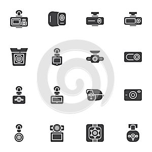 DVR camera vector icons set