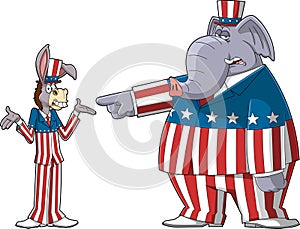 Democrat Donkey vs Republican Elephant Cartoon Characters