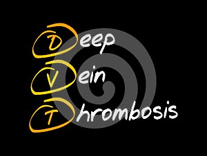 DVT - Deep Vein Thrombosis, acronym health concept