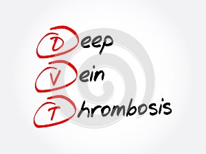 DVT - Deep Vein Thrombosis acronym, medical concept