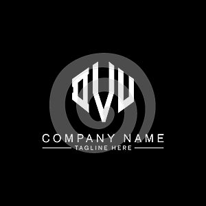 DVU letter logo design with polygon shape. DVU polygon and cube shape logo design. DVU hexagon vector logo template white and