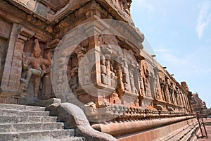 Dwarapala and deities in niches, southern entrance, Brihadisvara Temple, Tanjore, Tamil Nadu
