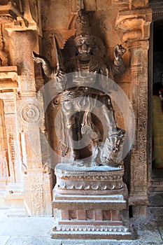 Dwarapala on the left, Subrahmanyam shrine, Brihadisvara Temple complex, Tanjore, Tamil Nadu