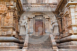 Dwarapala at the northern entrance to the mukhamandapa, Brihadisvara Temple, Gangaikondacholapuram, Tamil Nadu, India