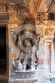 Dwarapala on the right, Subrahmanyam shrine, Brihadisvara Temple complex, Tanjore, Tamil Nadu