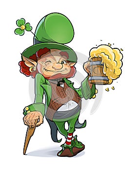 Dwarf with beer. Illustration for saint Patricks day.