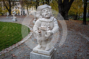 Dwarf Garden Zwergerlgarten - Dwarf with pot representing month of december - 17th century statue - Salzburg, Austria