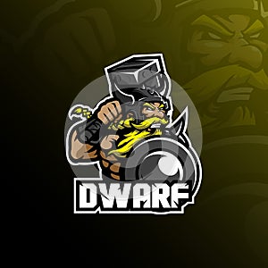 Dwarf mascot logo design vector with modern illustration concept style for badge, emblem and tshirt printing. angry dwarf