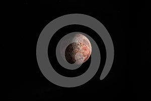 Dwarf planet Makemake rotating in the outer space. 3d render