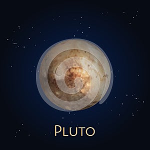 Dwarf planet Pluto icon. Solar system, cosmos