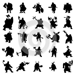 Dwarf silhouettes set