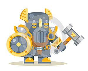 Dwarf warrior defender fantasy RPG game layerd animation ready cartoon flat design character vector icon vector photo