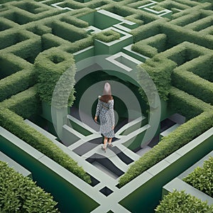 dwarfed by a towering 3D hedge maze environment which inspired by the works or designs of Escher.