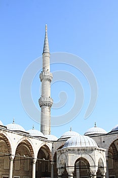 Dwell and minaret of Sultan Ahmed Mosque in Istanbul