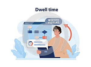 Dwell time. Information retrieval, time user spends viewing a document photo