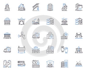 Dwelling and habitation line icons collection. Home, Residence, Abode, Domicile, Habitat, Shelter, House vector and photo