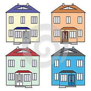 Dwelling houses icons set