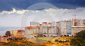 Dwelling houses at seafront in A Coruna