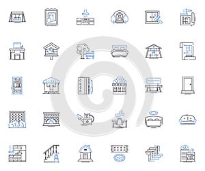 Dwelling place line icons collection. Home, House, Abode, Residency, Domicile, Shelter, Habitat vector and linear photo