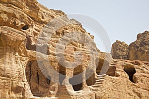 Dwellings carved into the rocks, Petra, Jordan.