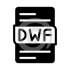 Dwf format file type icons. document extension symbol icon. with a black fill outline design