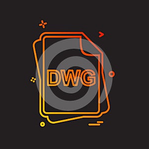 DWG file type icon design vector