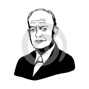 Dwight D. Eisenhower.Vector illustration.Black and white drawing